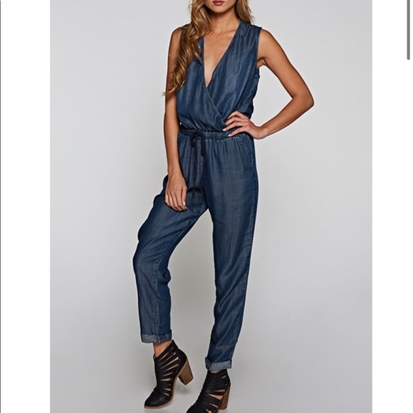 lovestitch Pants & Jumpsuits Nwt Lovestitch Chambray Denim Jumpsuit